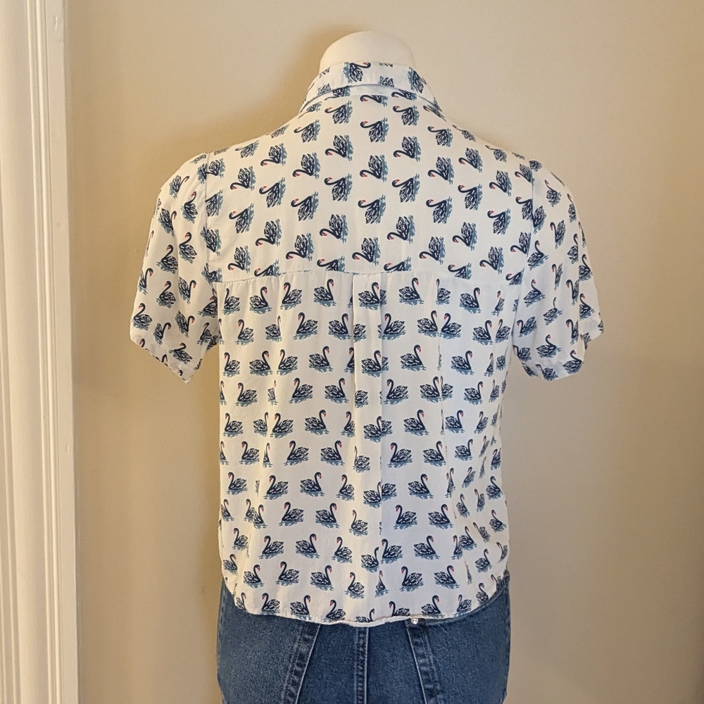 Love Notes White Slightly Cropped Button Down Top… - image 3